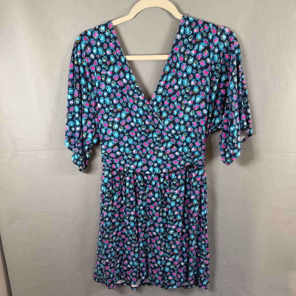 Lilly Pulitzer Dress Womens S Blue Pink Leopard Print V-Neck Short Sleeve 7383 - Picture 8 of 11